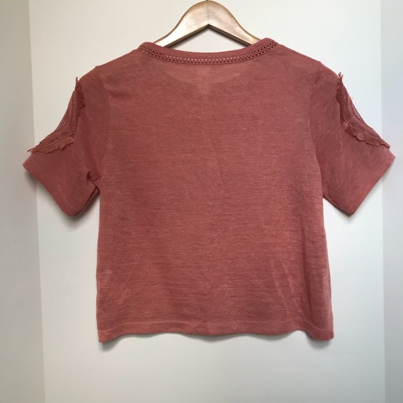 H&M XS Dusty Pink Crop Top With Detailed Sleeve - Picture 2 of 4